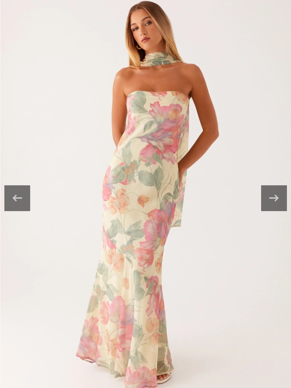 Peppermayo Under the Pagoda Maxi Dress with Pink & Green Blooms